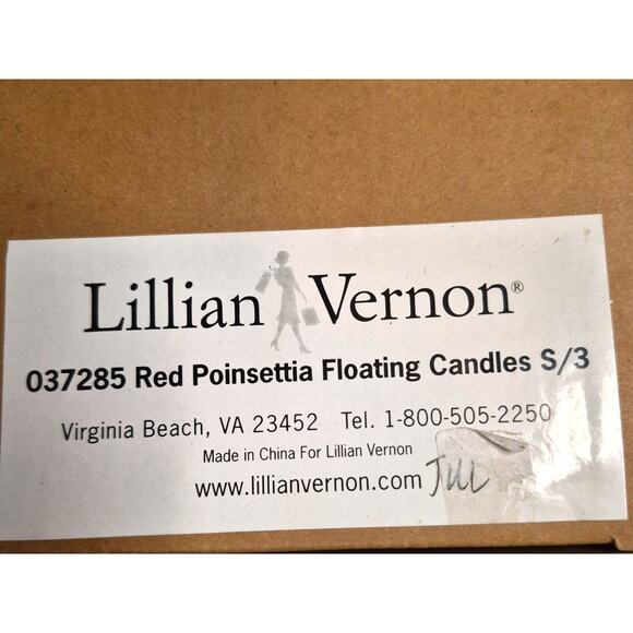 Lillian Vernon Vintage Poinsetta Red Gold Floating Candles Trio NIB Set of 3 - Picture 5 of 5